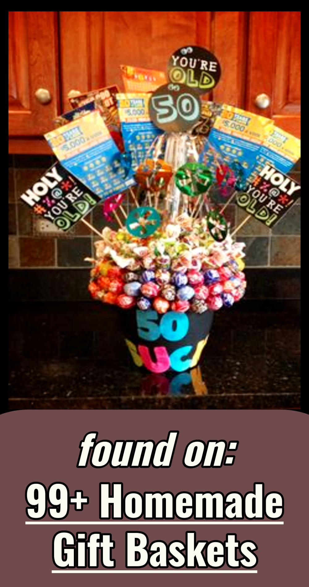 50th Birthday gift basket bucket