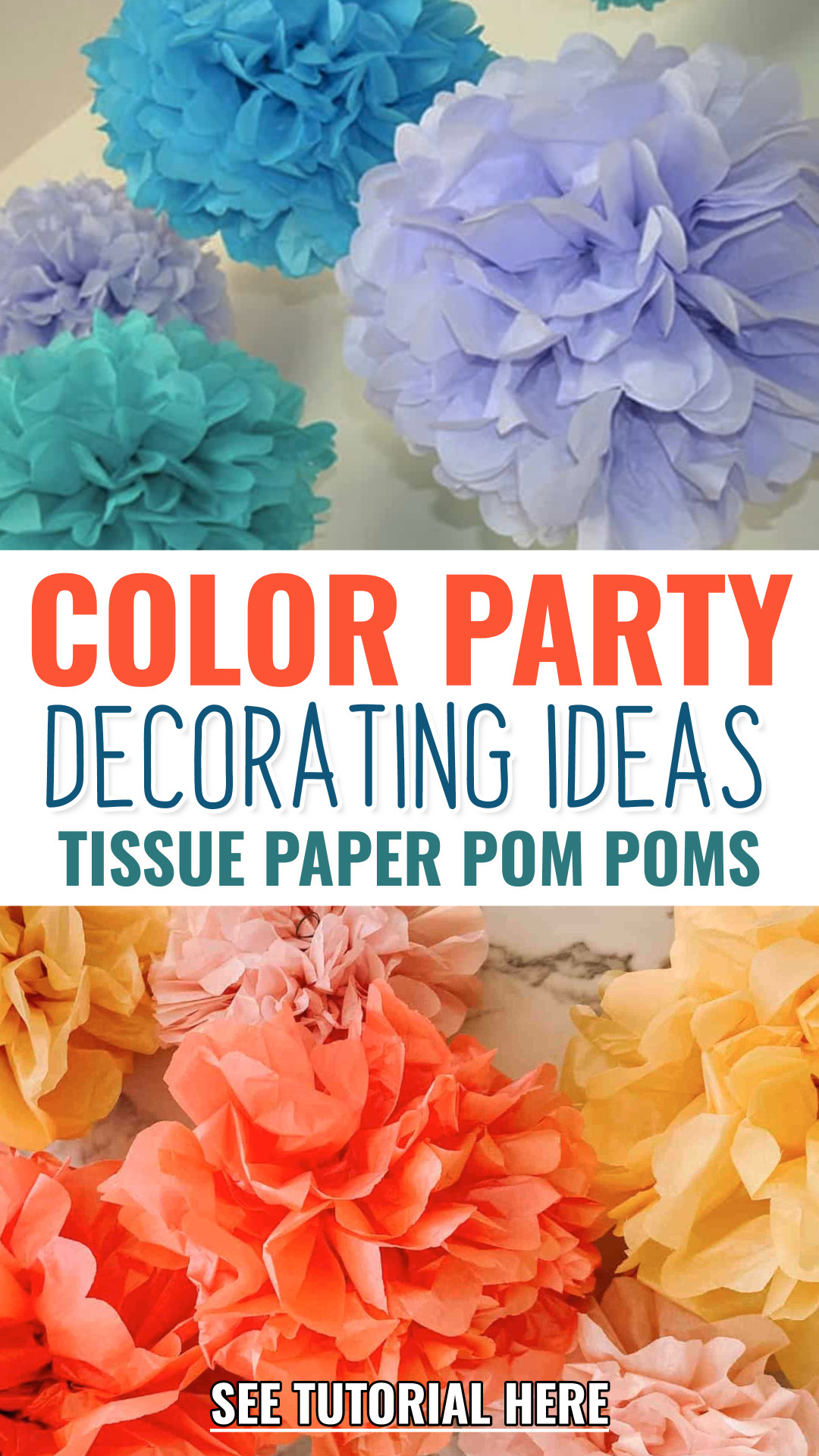 color party decorations tissue paper pom poms