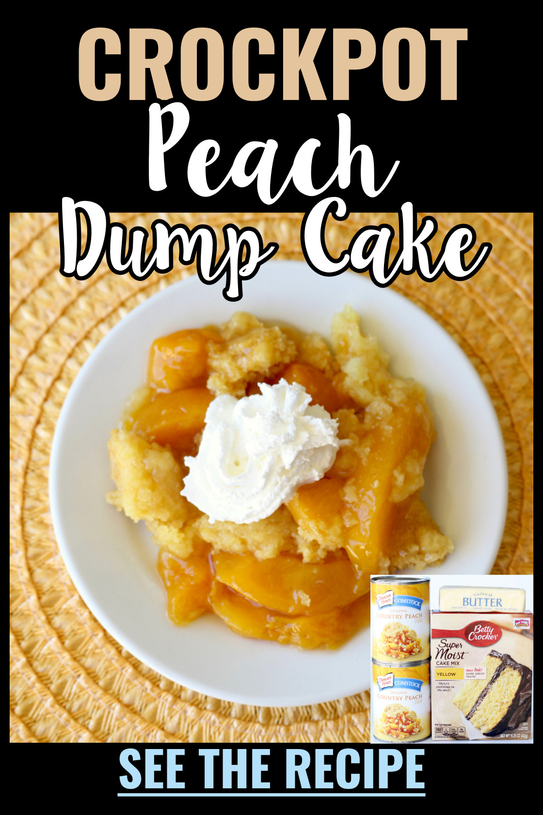 Crockpot Peach Dump Cake Cobbler Pie