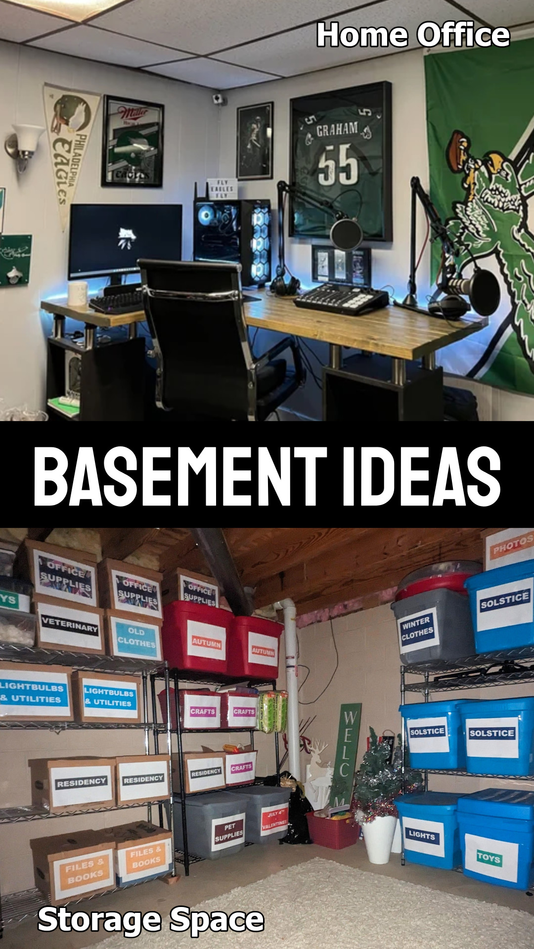basment ideas home office storage space
