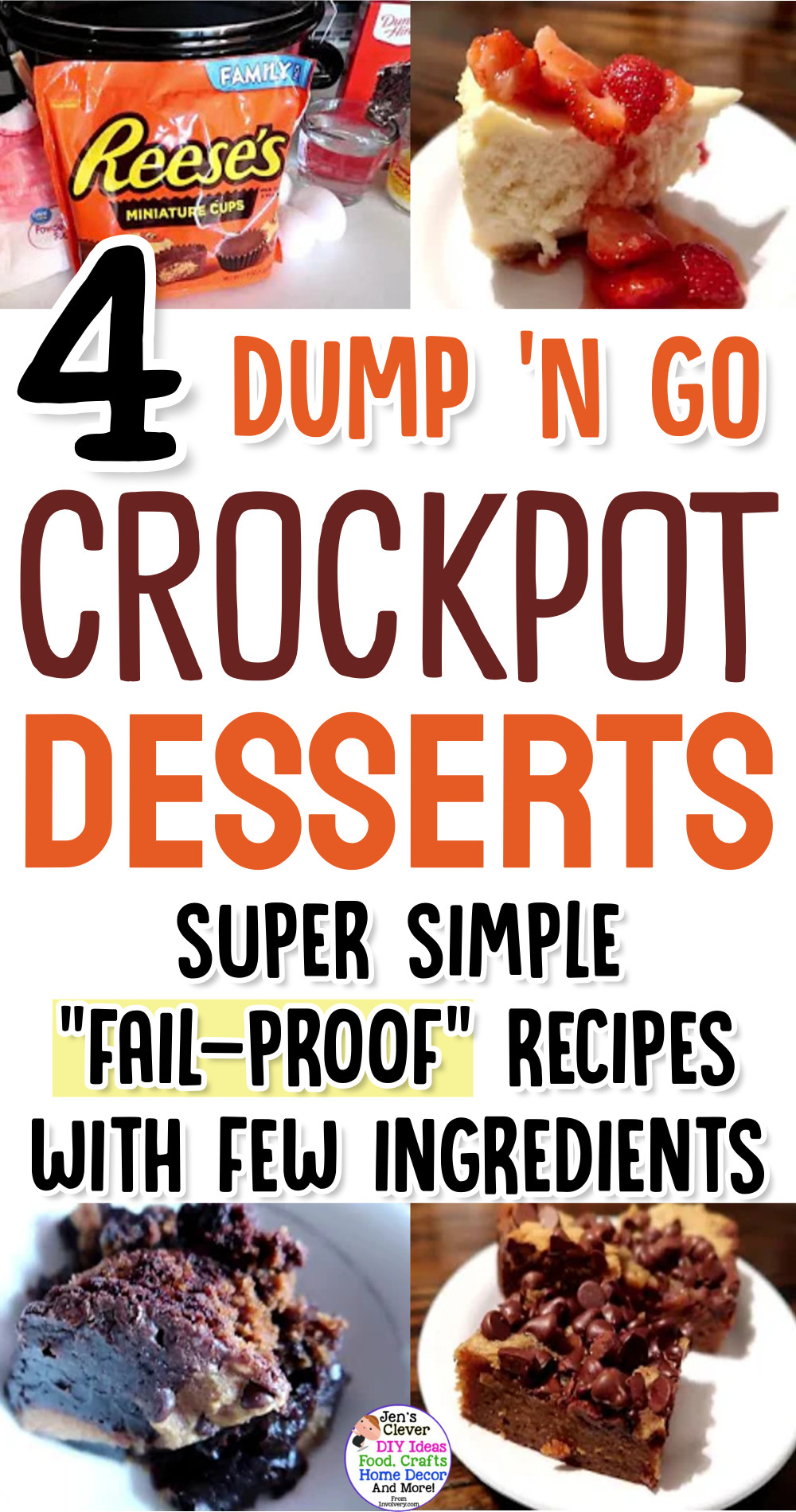 4 Dump and Go Crockpot Desserts - quick easy slow cooker desserts with few ingredients
