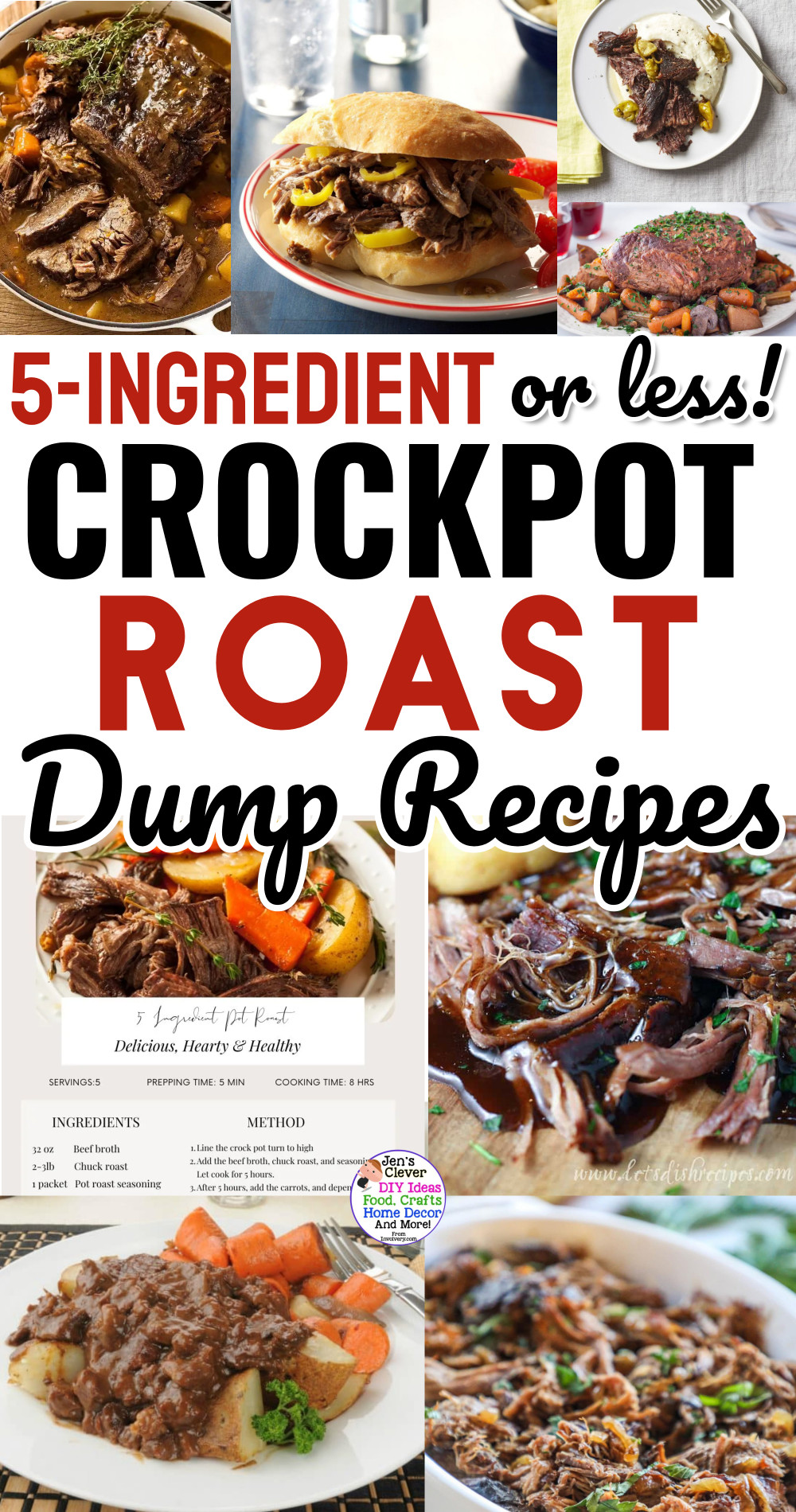 5 ingredient or less crockpot roast dump recipes