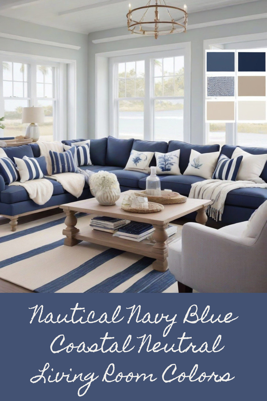 Nautical Navy Blue Coastal Neutral Living Room Colors