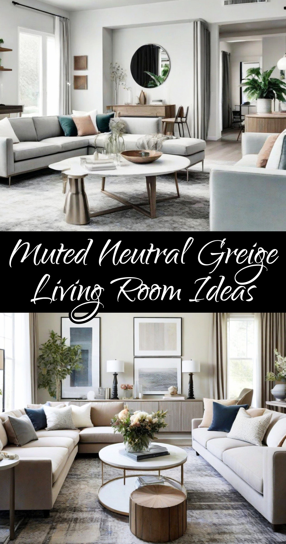 muted neutral greige living room ideas