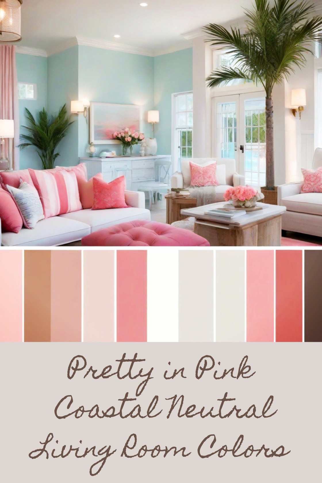 Pretty In Pink Coastal Neutral Living Room Colors