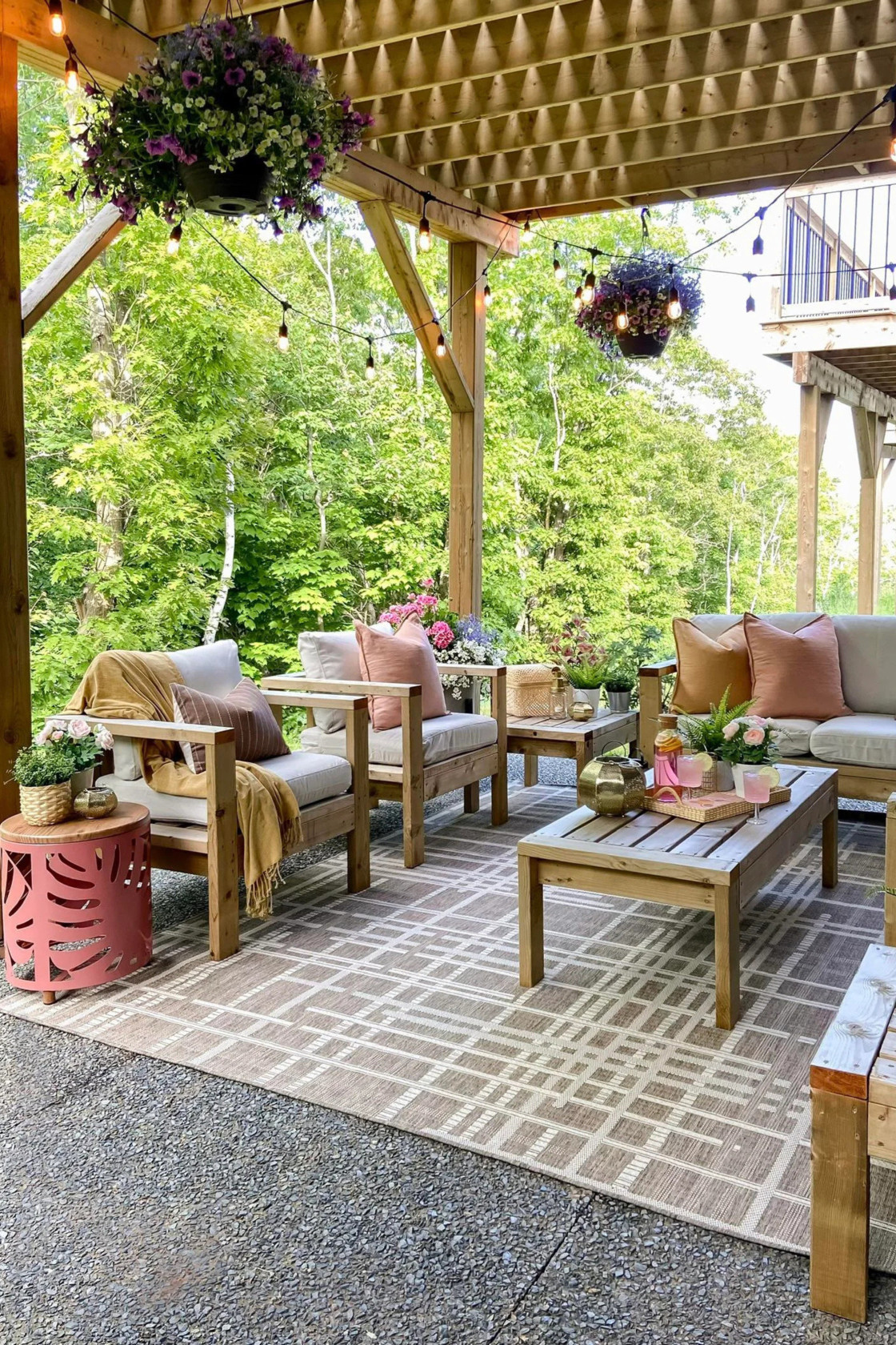 backyard patio decor ideas neutral color schemes flowers and floral pops of color accent colors
