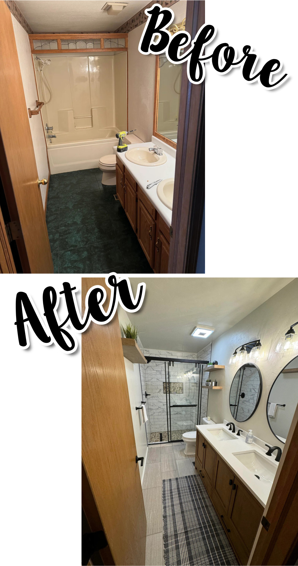 small narrow bathroom remodel before after