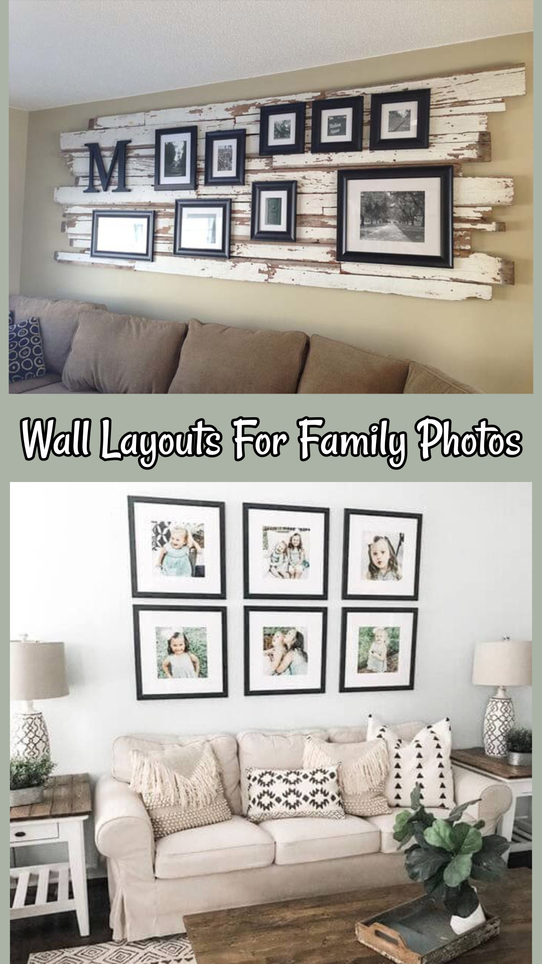 Wall layouts for family photos picture walls, gallery accent wall or mixtiles display over couch in living room