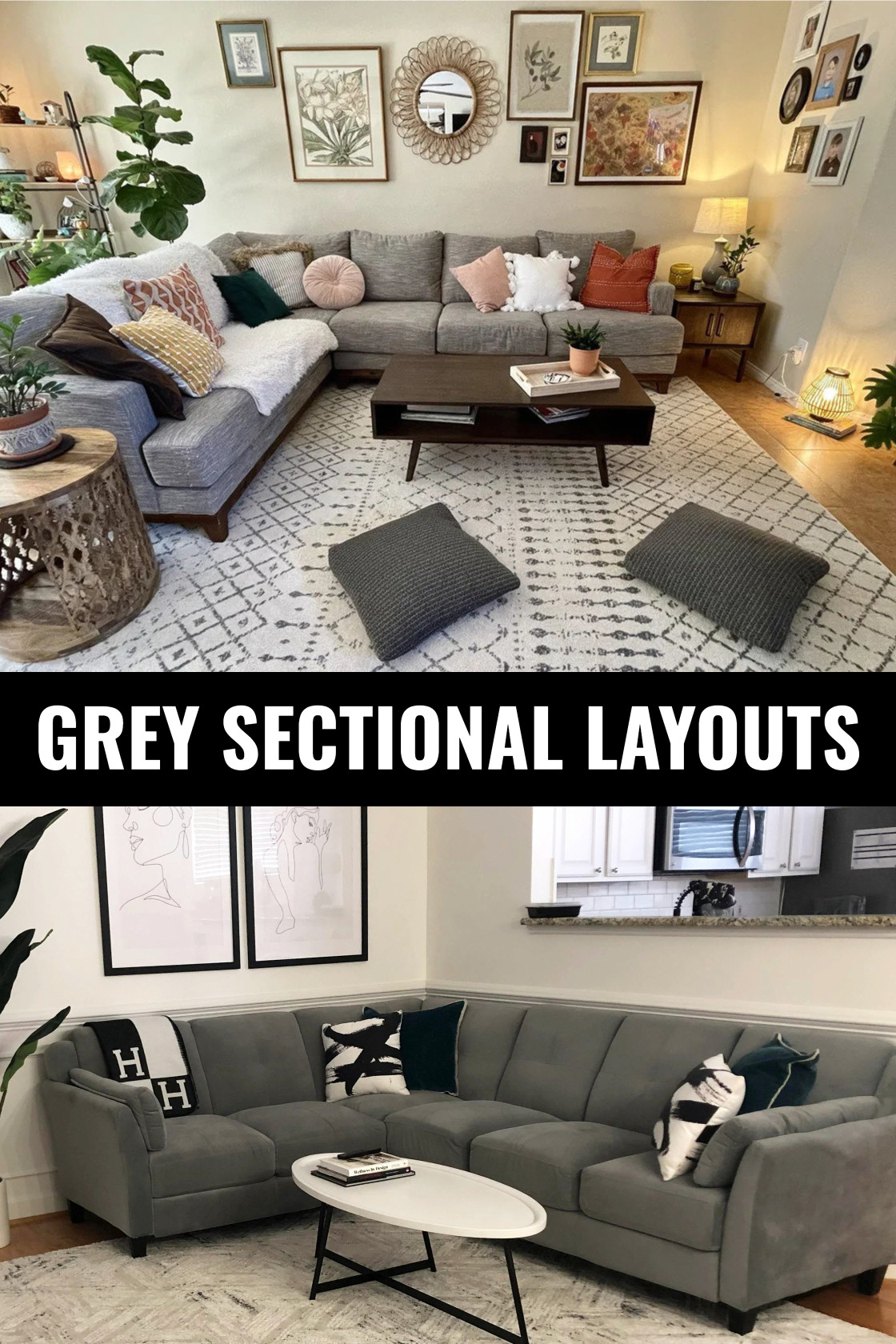 Grey sectional layouts