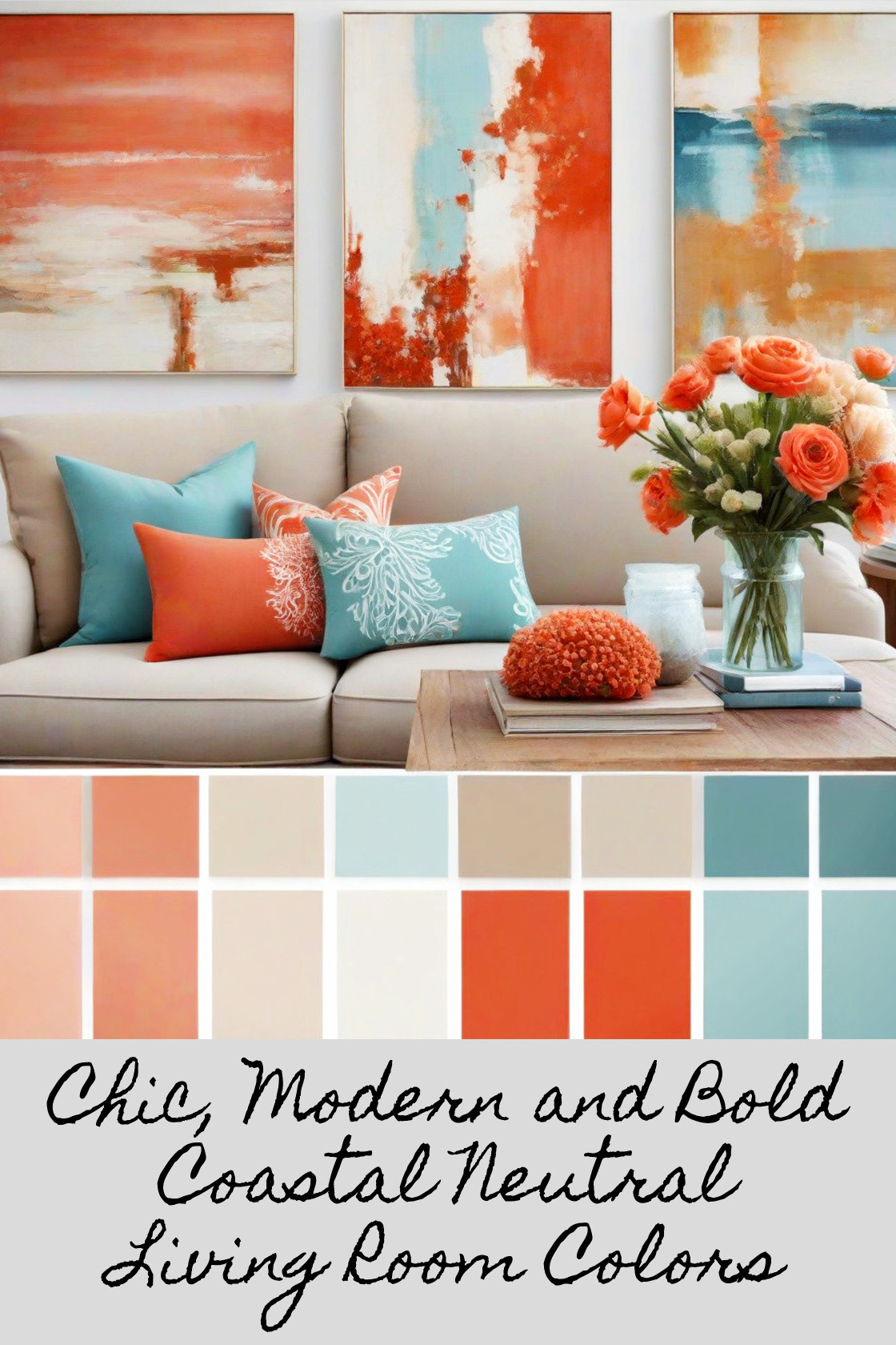 Chic Modern Coastal Neutral Living Room Colors