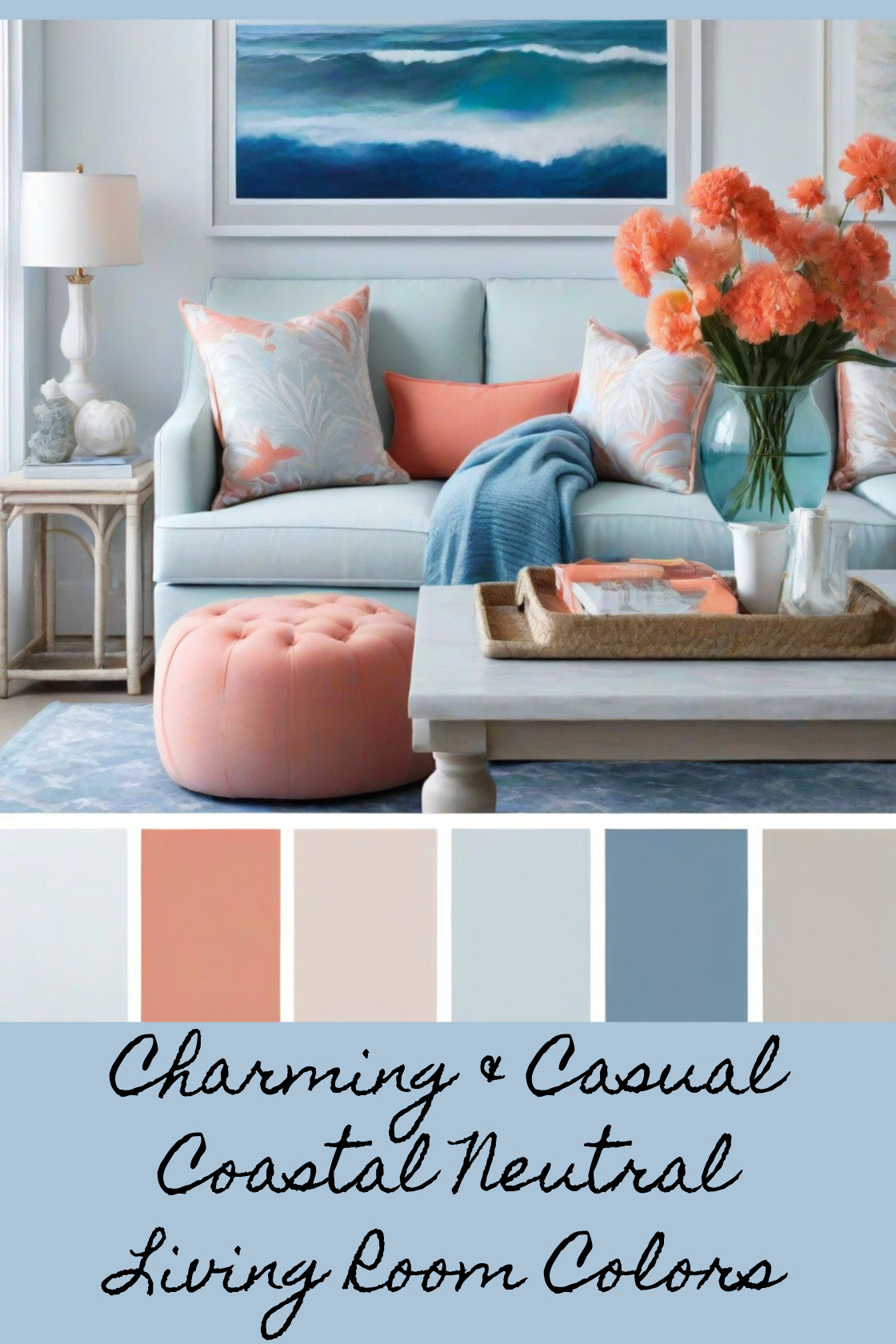 Charming Casual Coastal Neutral Living Room Colors