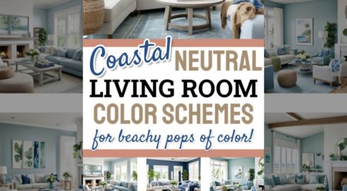 Coastal Neutral Living Room Color Ideas (with beachy pops of seaside colors!)