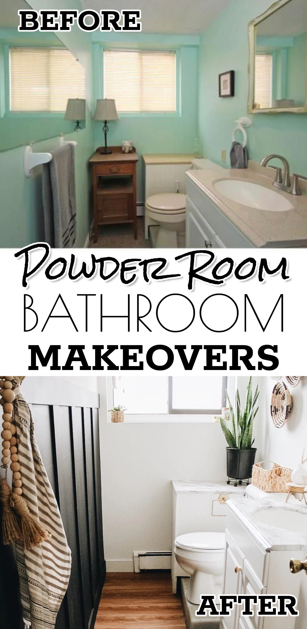 Powder Room Guest Bathroom Makeovers Before and After Budget-Friendly Upgrades