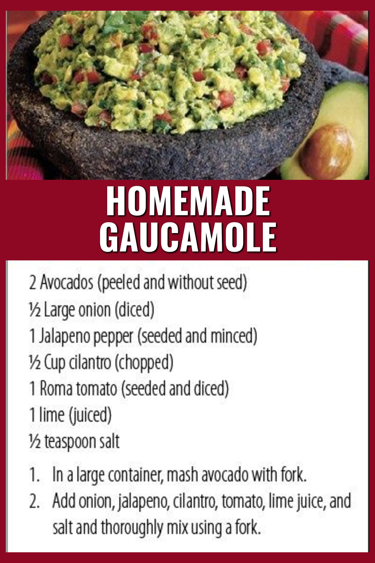 Homemade Guacamole Dip