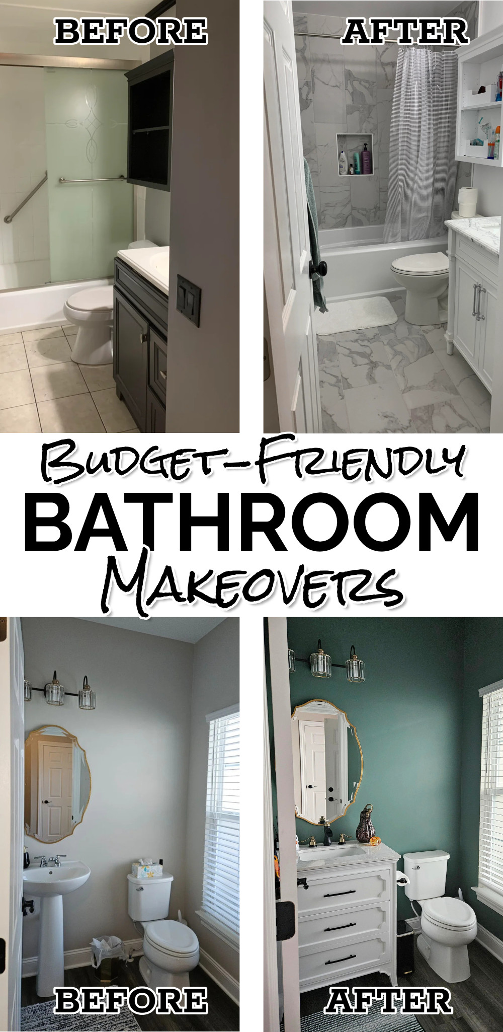 DIY Home Improvement Projects - Bathroom Makeovers Before and After Budget-Friendly Upgrades