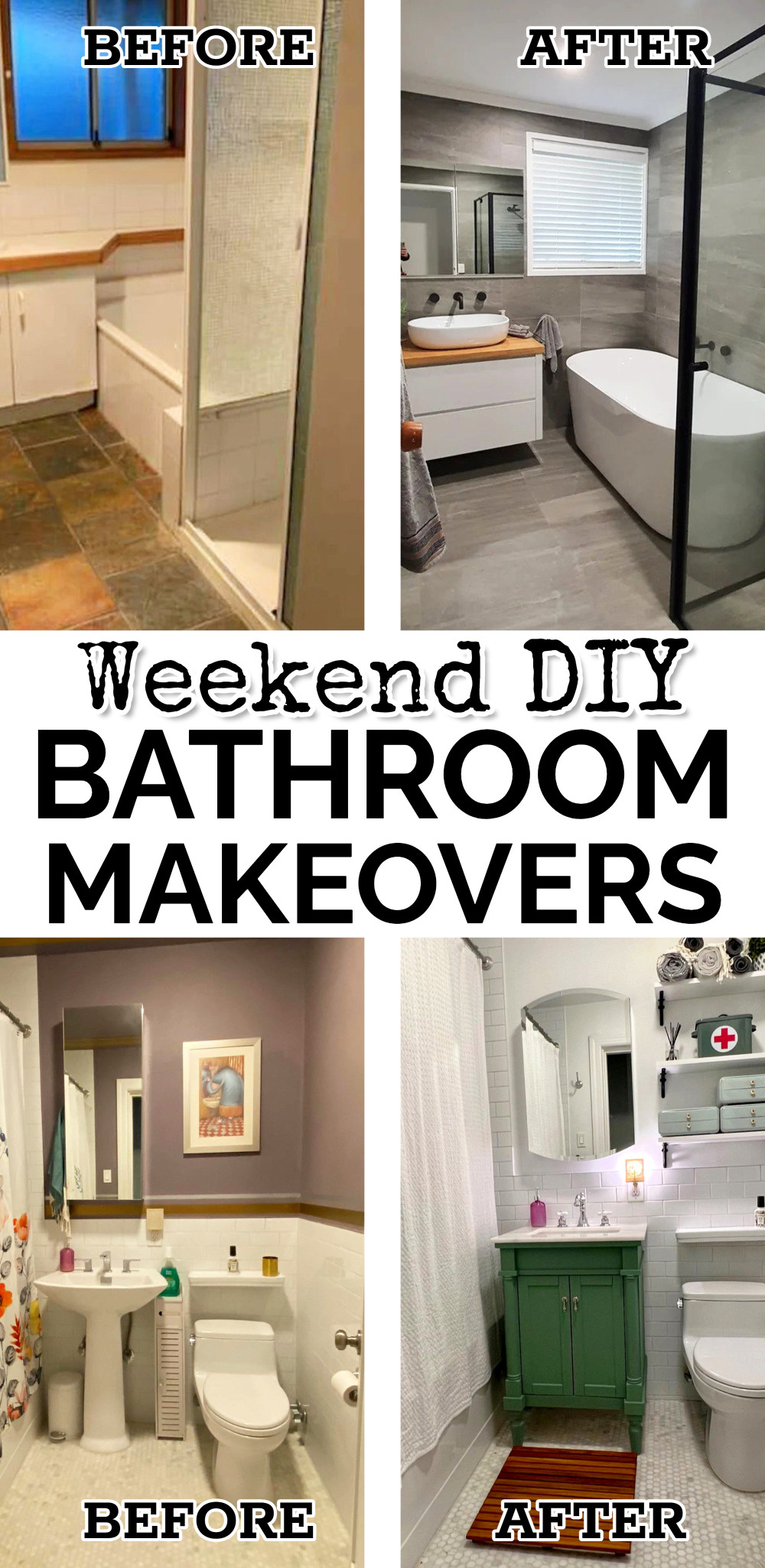Weekend DIY Bathroom Makeovers Before and After Budget-Friendly Upgrades