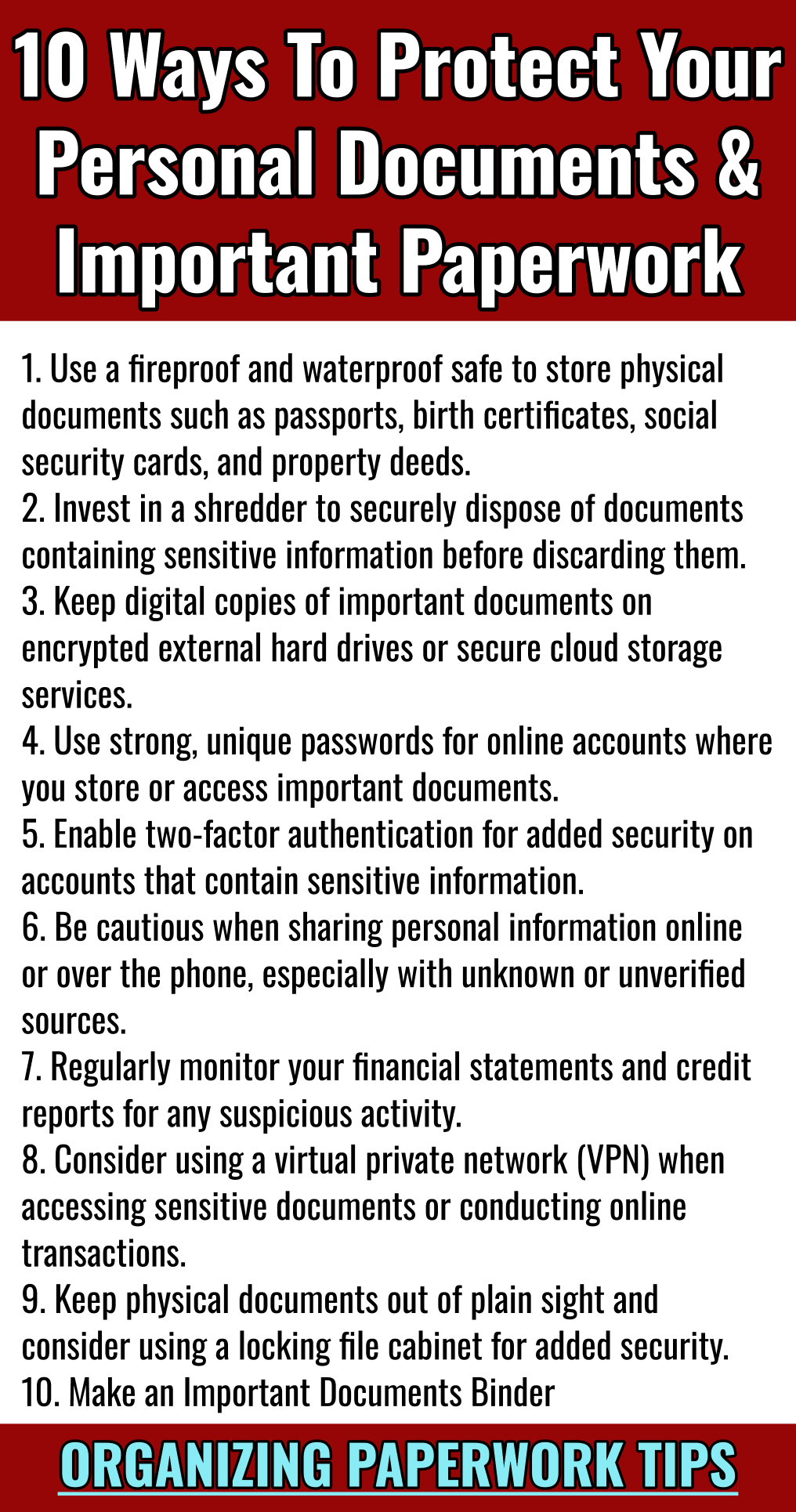 10 ways to protect personal documents and important paperwork