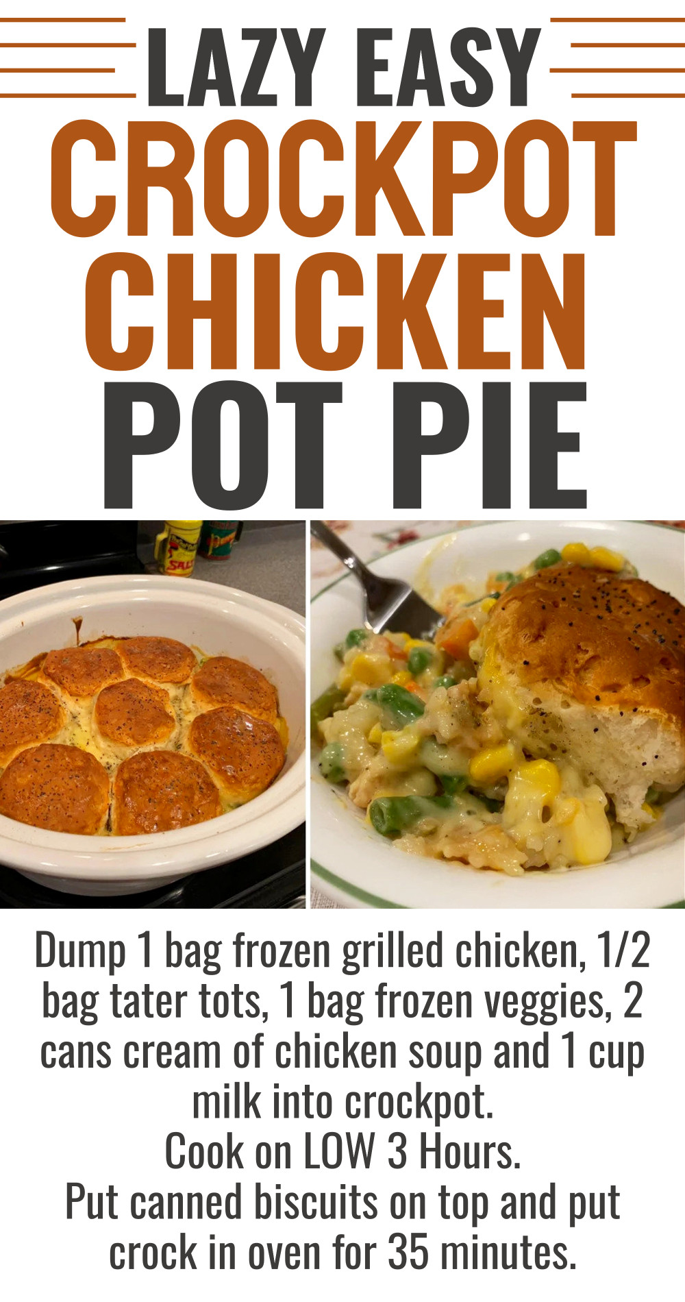 Lazy Easy Crockpot Chicken Pot Pie Recipe