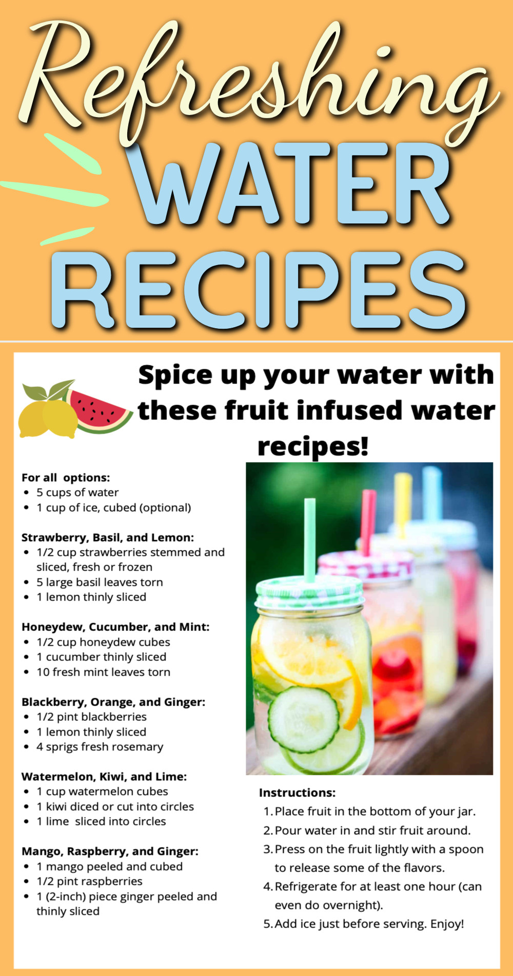 Refreshing water recipes
