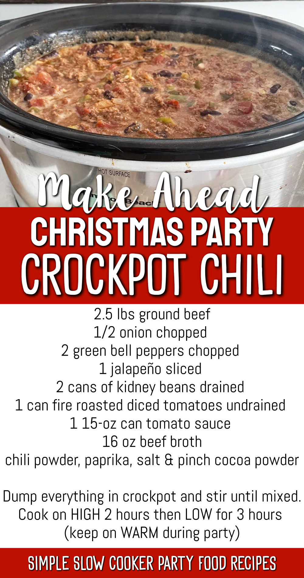 Crockpot Christmas Eve Party Chili recipe