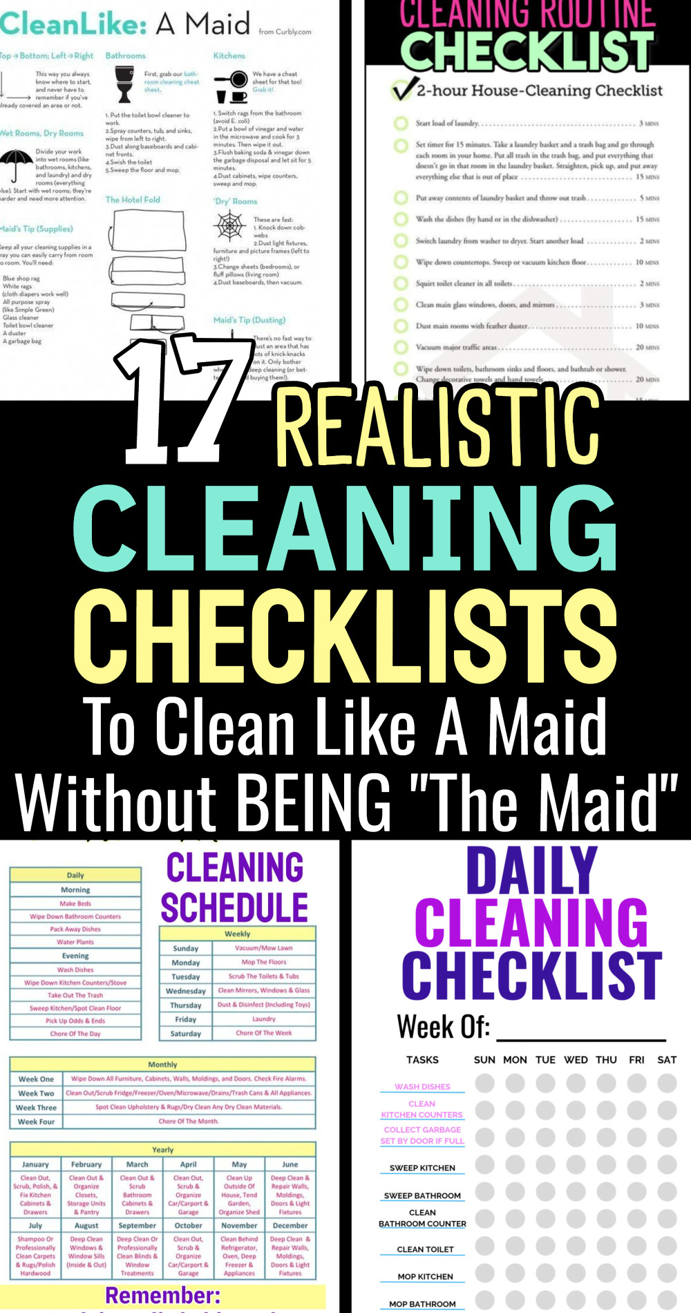 17 realistic cleaning checklists to clean house like a maid without BEING The Maid