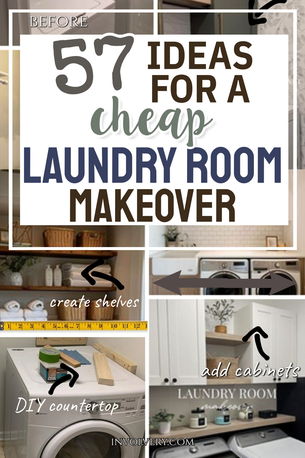 57 fab and frugal laundry room transformations on a budget! Turn your drab space into a stylish and functional area without breaking the bank!