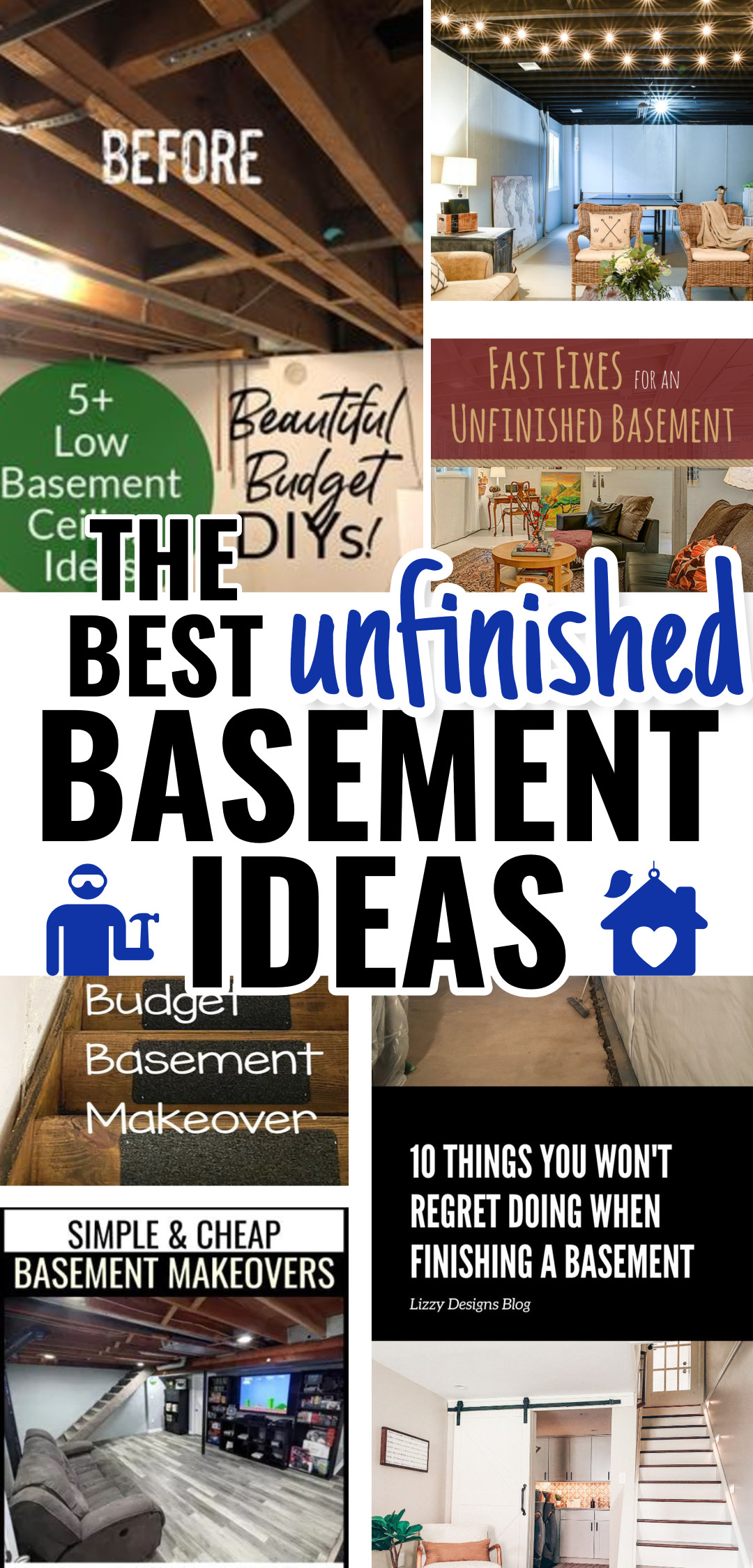 Basement Ideas - unfinished basement remodels before and after plus DIY tips to finishing a small basement