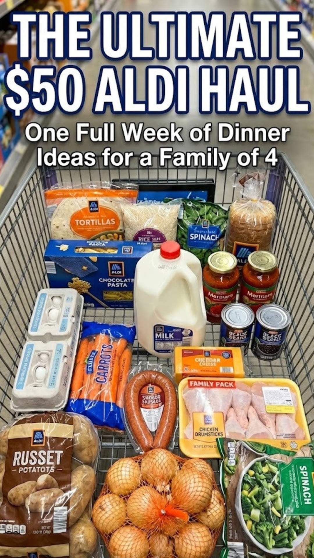 The Ultimate $50 Aldi Haul (one week of cheap dinner ideas for a family of 4)
